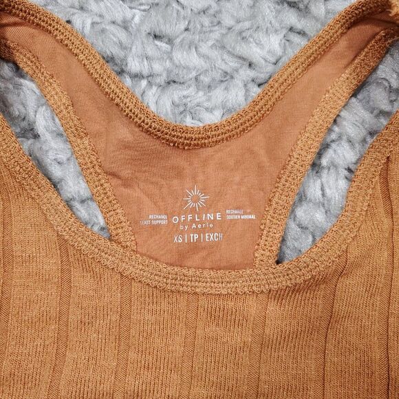 Aerie Offline Recharge Soft Lounge Brown Orange Racerback Sports Bra Size XS - Picture 5 of 5